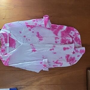 Pink/white L Kona Sol button up